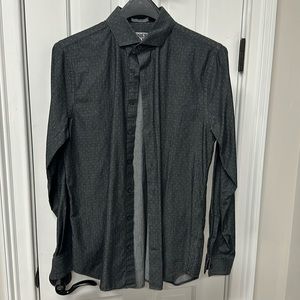 Express Dark Grey Button Up Fitted